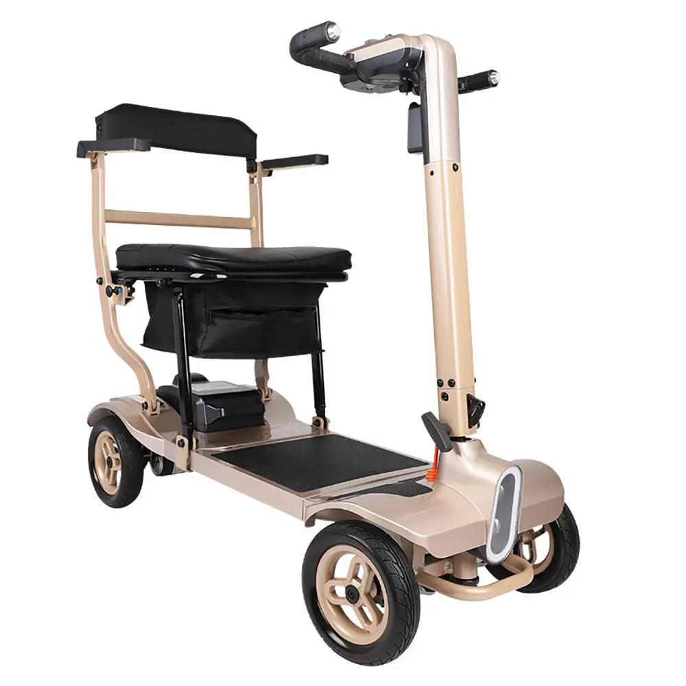 HKM-252755 Lightweight 4-Wheel Portable Mobility Scooter with Electromagnetic Brake, Foldable Design, 100kg Capacity, 120W Motor