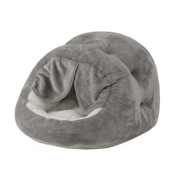 HKM-252883 Plush Semi-Closed Velvet Cat Kennel with Door Curtain for Comfort and Style