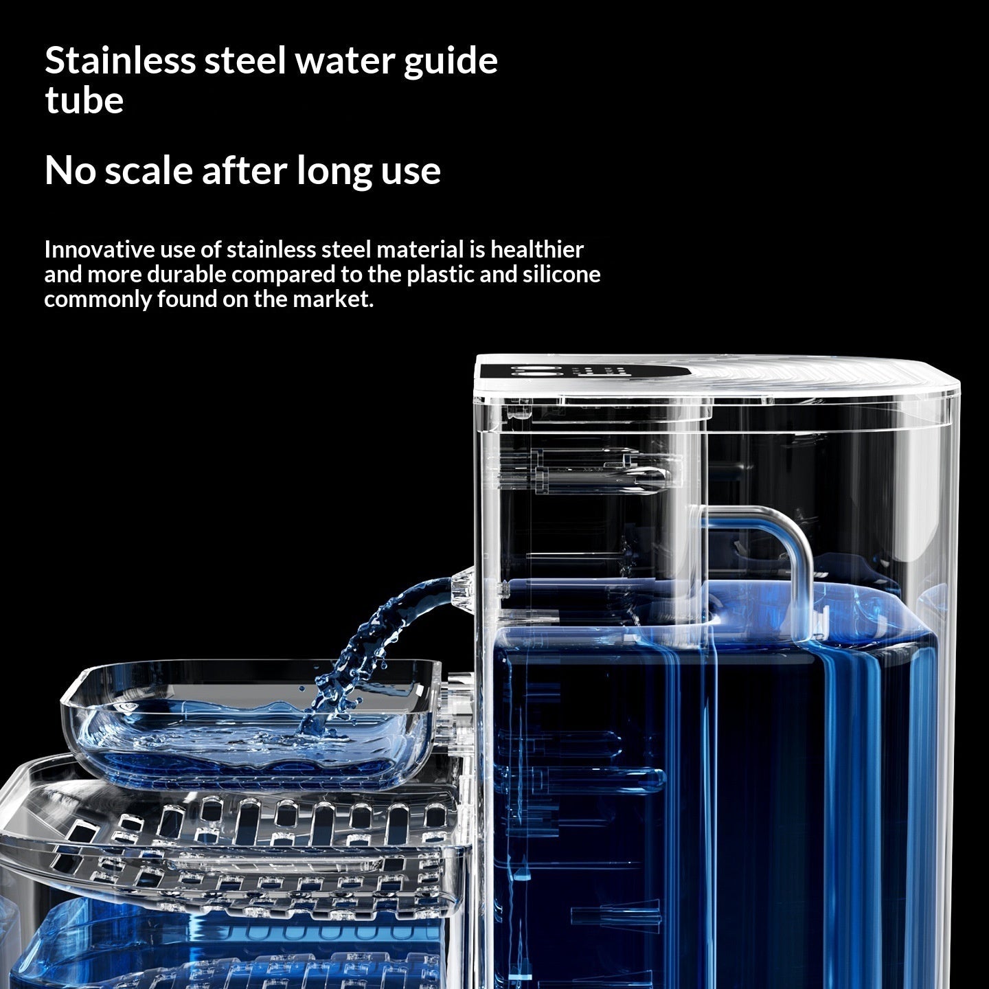 HKM-2529981 Thermostatically Controlled Automatic Pet Water Fountain with 60-90 Day Battery Life and Clean/Dirty Water Separation