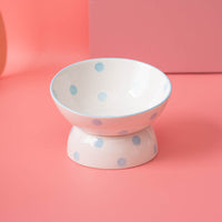 HKM-2530109 High Foot Ceramic Pet Bowl with Spine Protection - Multiple Color Options