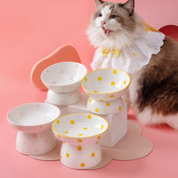 HKM-2530109 High Foot Ceramic Pet Bowl with Spine Protection - Multiple Color Options