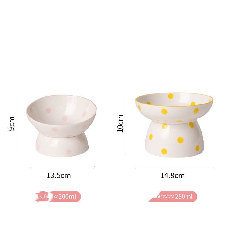 HKM-2530109 High Foot Ceramic Pet Bowl with Spine Protection - Multiple Color Options