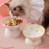 HKM-2530109 High Foot Ceramic Pet Bowl with Spine Protection - Multiple Color Options