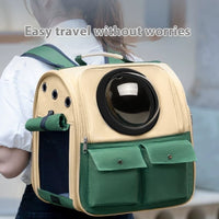 HKM-2530365 Portable Cat Backpack with Large Capacity - Soft Polyester Design in Khaki and Multiple Color Options