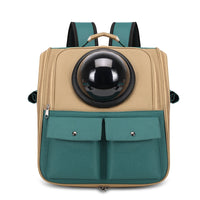 HKM-2530365 Portable Cat Backpack with Large Capacity - Soft Polyester Design in Khaki and Multiple Color Options