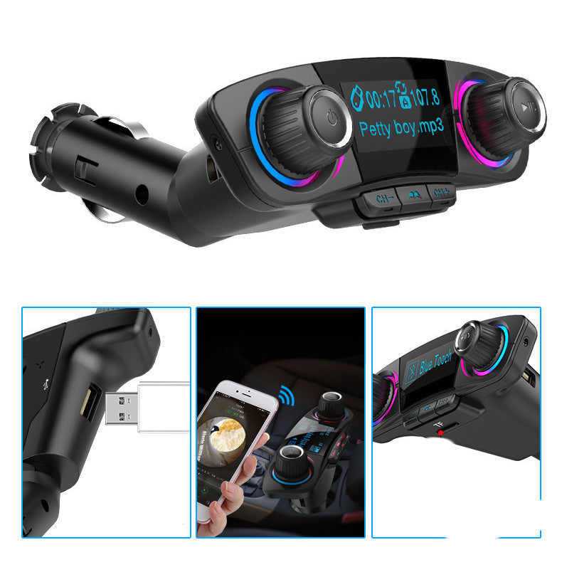 HKM-253075 Dual-Head Bluetooth MP3 Player with Dual Knobs, LED Lights, and Large Display