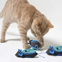 HKM-2531389 Interactive Indoor Hunting Treat Dispenser for Cats with Adjustable Feeder and Fabric Skin