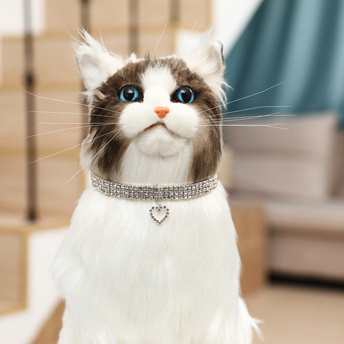 HKM-2531901 Three-Row Colorful Rhinestone Pet Collar for Cats and Dogs - Adjustable Sizes S, M, L