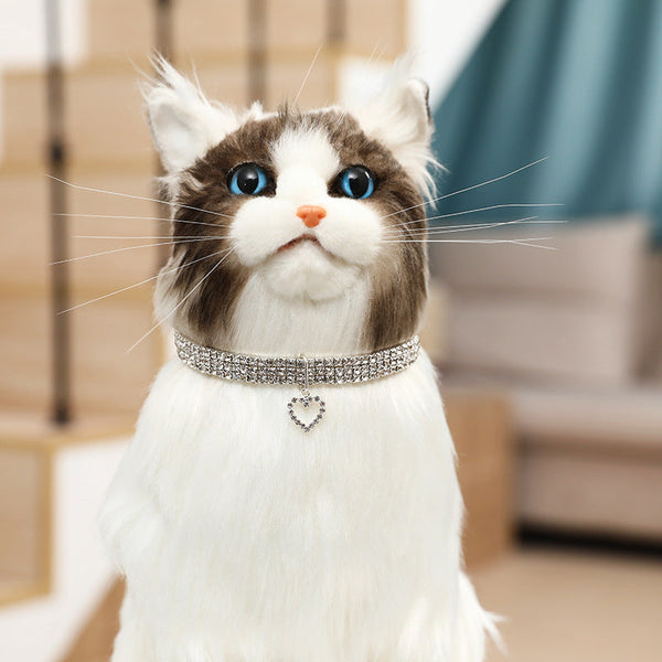 HKM-2531901 Three-Row Colorful Rhinestone Pet Collar for Cats and Dogs - Adjustable Sizes S, M, L
