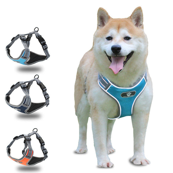 HKM-2533181 Reflective Vest-Style Chest Strap for Medium to Large Dogs - Durable Oxford Cloth with Neoprene and Mesh