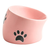 HKM-2534077 Ceramic Drinking Water Bowl for Cats - Oblique Mouth Design, Various Colors Available