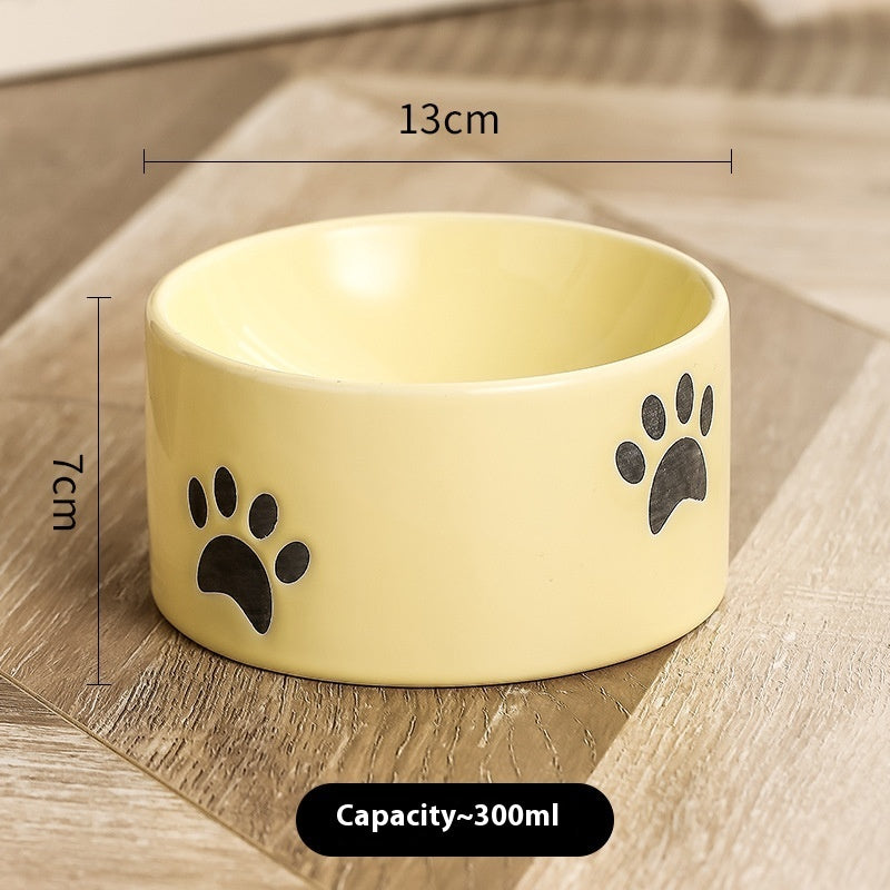 HKM-2534077 Ceramic Drinking Water Bowl for Cats - Oblique Mouth Design, Various Colors Available