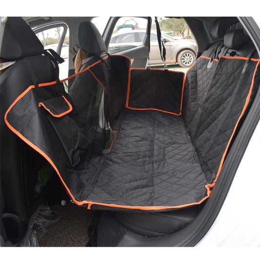 HKM-2535741 Waterproof Black and Orange Edge Pet Car Seat Cover, 147*137*37CM 600D Oxford Cloth