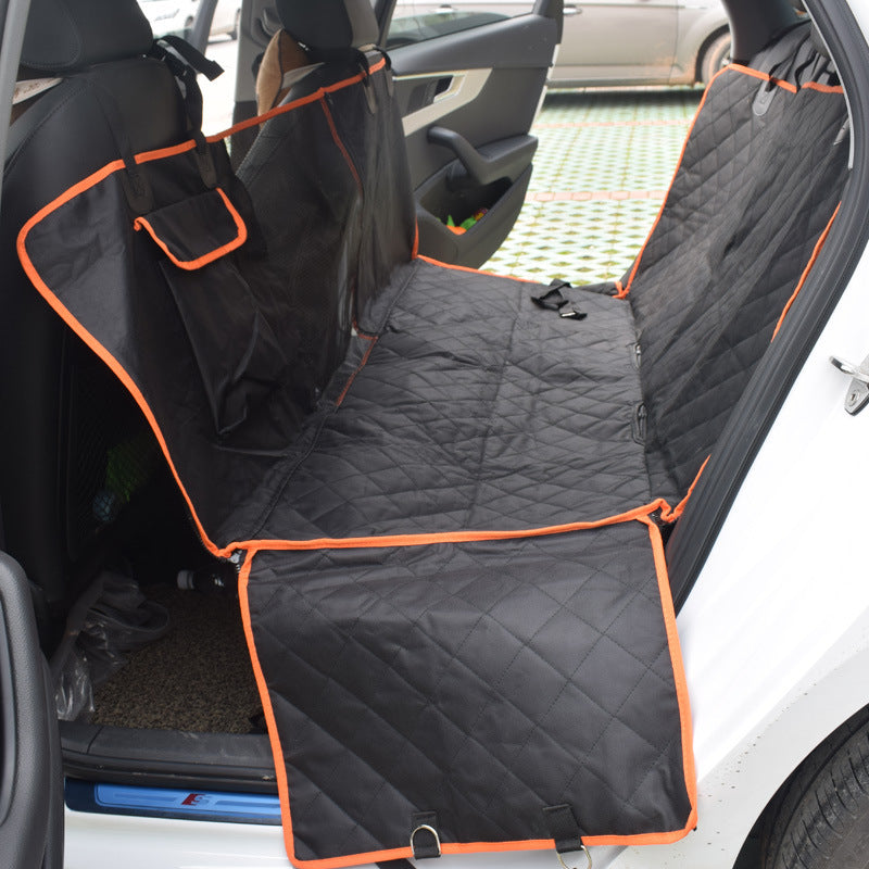 HKM-2535741 Waterproof Black and Orange Edge Pet Car Seat Cover, 147*137*37CM 600D Oxford Cloth