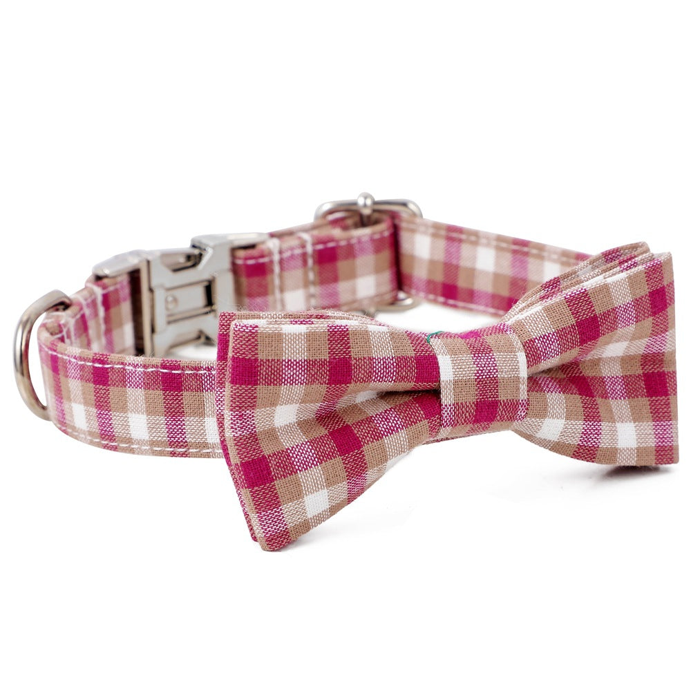 HKM-2535869 Cotton Dog Collar with Alloy Buckle - Available in Red, Yellow, Cyan, Blue, Brown, Multiple Sizes