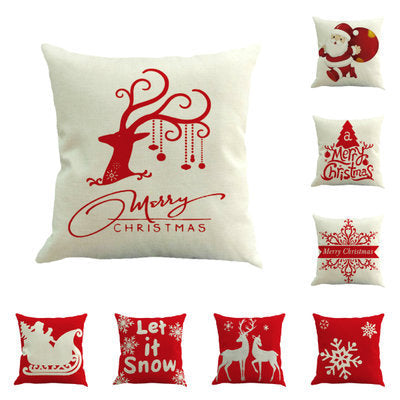 HKM-253587 Christmas Series Linen Pillowcase - 45x45 cm, Festive Design for Holiday Decor