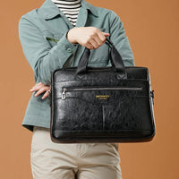 HKM-253587 Retro Black Brown Men’s PU Leather Briefcase for Business Professionals