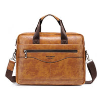 HKM-253587 Retro Black Brown Men’s PU Leather Briefcase for Business Professionals