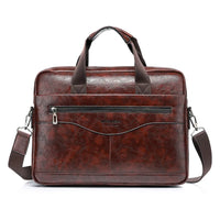 HKM-253587 Retro Black Brown Men’s PU Leather Briefcase for Business Professionals