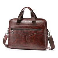 HKM-253587 Retro Black Brown Men’s PU Leather Briefcase for Business Professionals