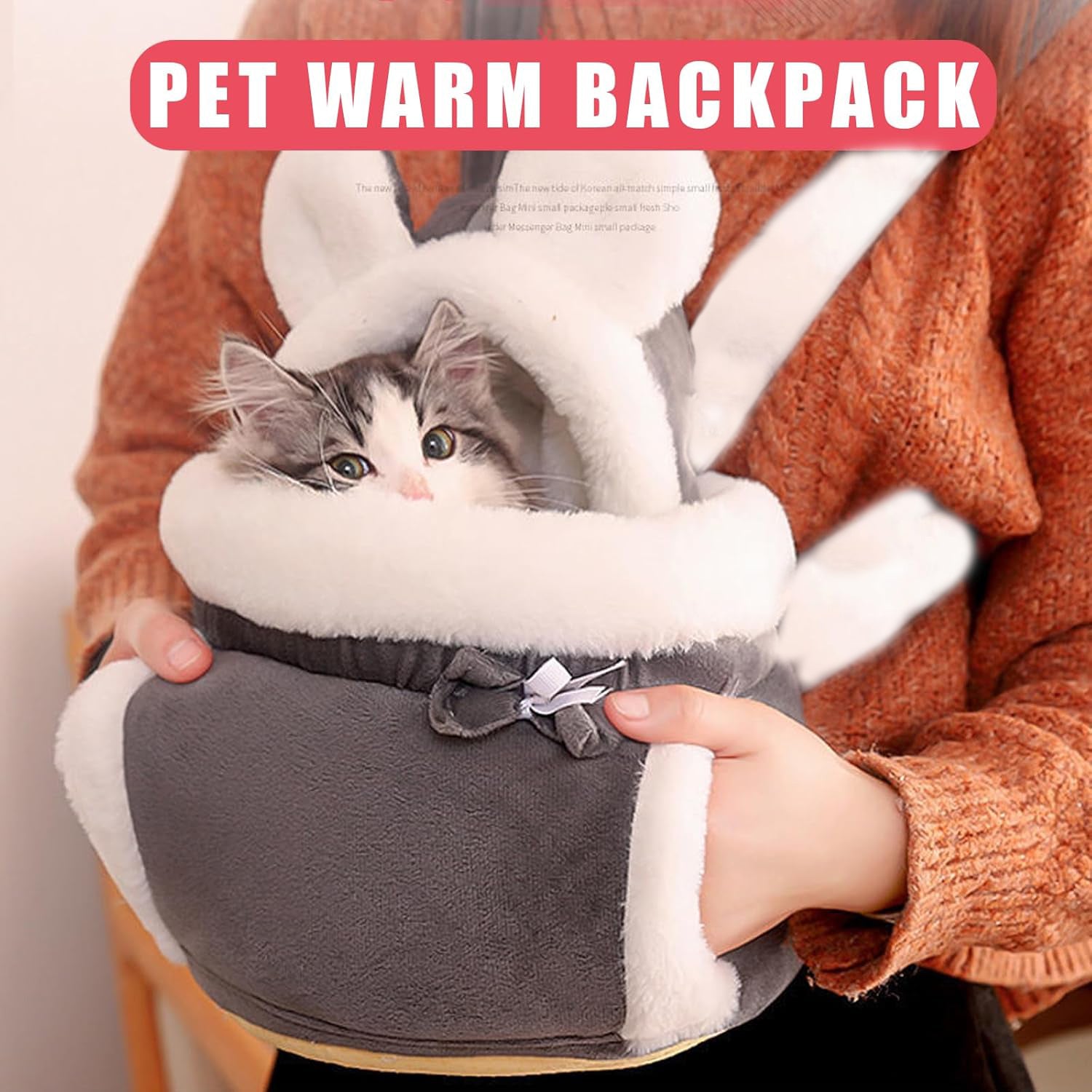 HKM-2536125 Cozy Cat Backpack Carrier with Double Pockets for Travel and Hiking