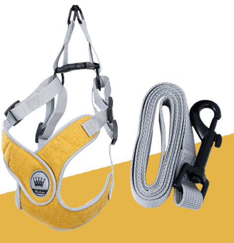 HKM-2537149 Adjustable Reflective Mesh Dog and Cat Harness Vest with Chest Strap for Small to Large Pets - Includes Leash