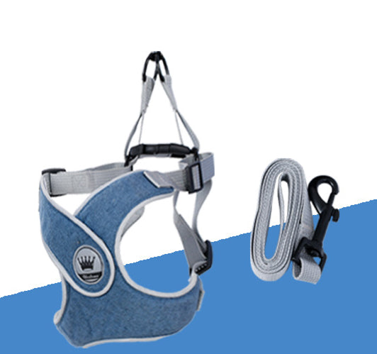 HKM-2537149 Adjustable Reflective Mesh Dog and Cat Harness Vest with Chest Strap for Small to Large Pets - Includes Leash