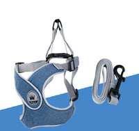 HKM-2537149 Adjustable Reflective Mesh Dog and Cat Harness Vest with Chest Strap for Small to Large Pets - Includes Leash
