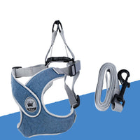 HKM-2537149 Adjustable Reflective Mesh Dog and Cat Harness Vest with Chest Strap for Small to Large Pets - Includes Leash
