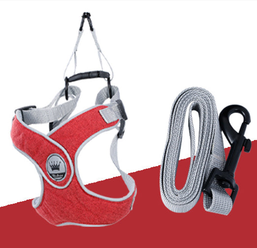 HKM-2537149 Adjustable Reflective Mesh Dog and Cat Harness Vest with Chest Strap for Small to Large Pets - Includes Leash