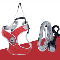 HKM-2537149 Adjustable Reflective Mesh Dog and Cat Harness Vest with Chest Strap for Small to Large Pets - Includes Leash