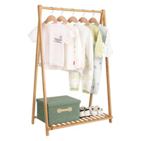 HKM-253779 Bamboo Children's Hanging Clothes Rack with Hat Storage for Bedroom and Wardrobe Organization