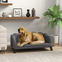 HKM-2538301 Elegant Velvet Pet Sofa for Medium and Large Dogs with Removable Cushion and Birch Wood Legs