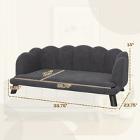 HKM-2538301 Elegant Velvet Pet Sofa for Medium and Large Dogs with Removable Cushion and Birch Wood Legs