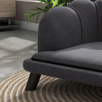 HKM-2538301 Elegant Velvet Pet Sofa for Medium and Large Dogs with Removable Cushion and Birch Wood Legs