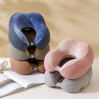 HKM-253843 U-Shaped Memory Foam Travel Pillow with Mesh Fabric for Neck Support