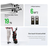 HKM-253907 Aluminum Alloy Electric Folding Portable Wheelchair with 20km Driving Range and Removable Battery