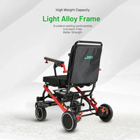 HKM-253907 Aluminum Alloy Electric Folding Portable Wheelchair with 20km Driving Range and Removable Battery