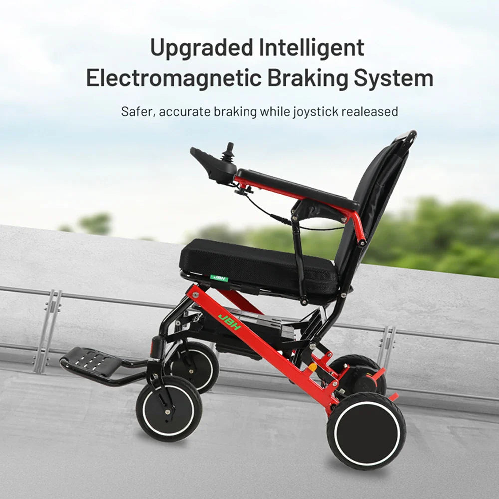 HKM-253907 Aluminum Alloy Electric Folding Portable Wheelchair with 20km Driving Range and Removable Battery