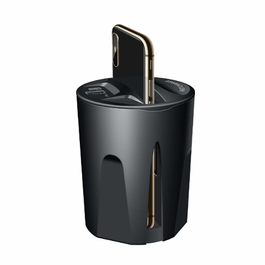 HKM-253907 Wireless Car Charger & Charging Source - Multifunctional Two-in-One Design, Black