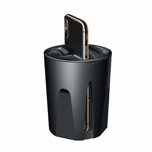HKM-253907 Wireless Car Charger & Charging Source - Multifunctional Two-in-One Design, Black