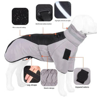 HKM-2539325 Waterproof Reflective Large Dog Winter Coat for Cold Weather and Snow