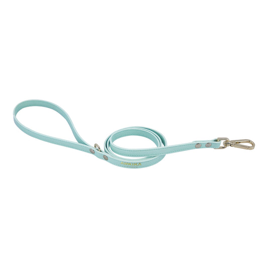 HKM-2539453 Adjustable Dog and Cat Harness with Leash in Rainbow Pink, Turquoise Green, and Sky Blue PU Leather with Rhinestones