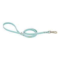 HKM-2539453 Adjustable Dog and Cat Harness with Leash in Rainbow Pink, Turquoise Green, and Sky Blue PU Leather with Rhinestones