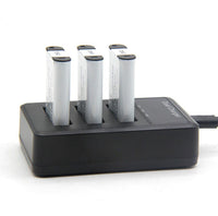 HKM-254099 Vertical USB Charger for Digital Camera - Three-Slot Design, Micro-USB Input, Compact and Efficient Charging Solution