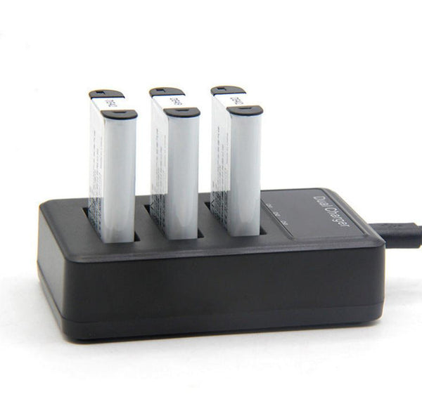 HKM-254099 Vertical USB Charger for Digital Camera - Three-Slot Design, Micro-USB Input, Compact and Efficient Charging Solution