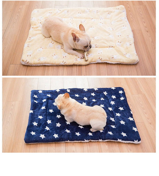 HKM-2541501 Cute Cartoon Lamb Cashmere and Flannel Universal Dog Mat