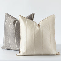 HKM-254163 Minimalist Modern Jacquard Throw Pillow Cover with 3D High Elasticity Fibre Insert - 45x45cm, Grey Beige