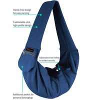 HKM-2541885 Breathable Portable Dog Backpack with Diagonal Span Design, Soft Hoodie Cloth, Blue and Gray