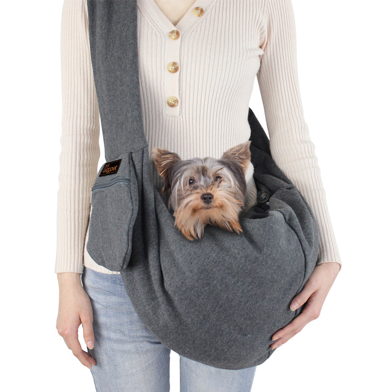HKM-2541885 Breathable Portable Dog Backpack with Diagonal Span Design, Soft Hoodie Cloth, Blue and Gray